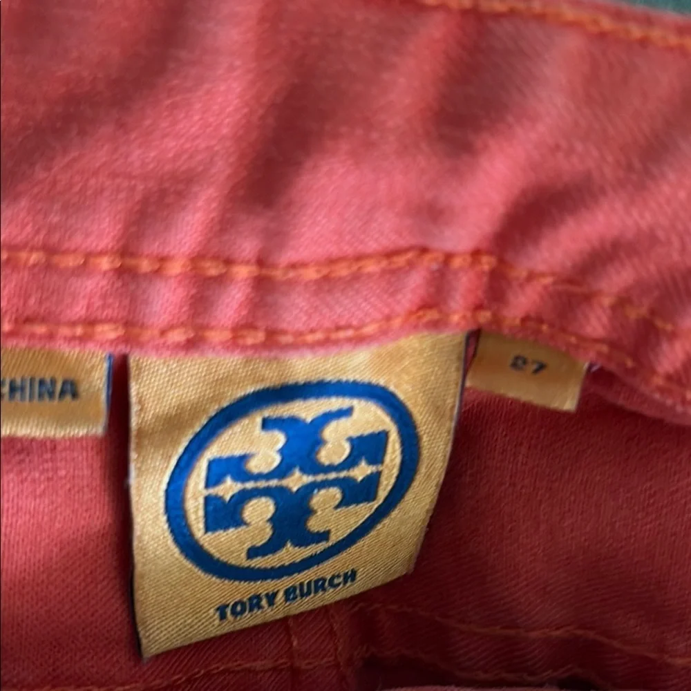 Tory Burch   Jeans  cropped/ankle pants  orange  embroidered back pocket logos